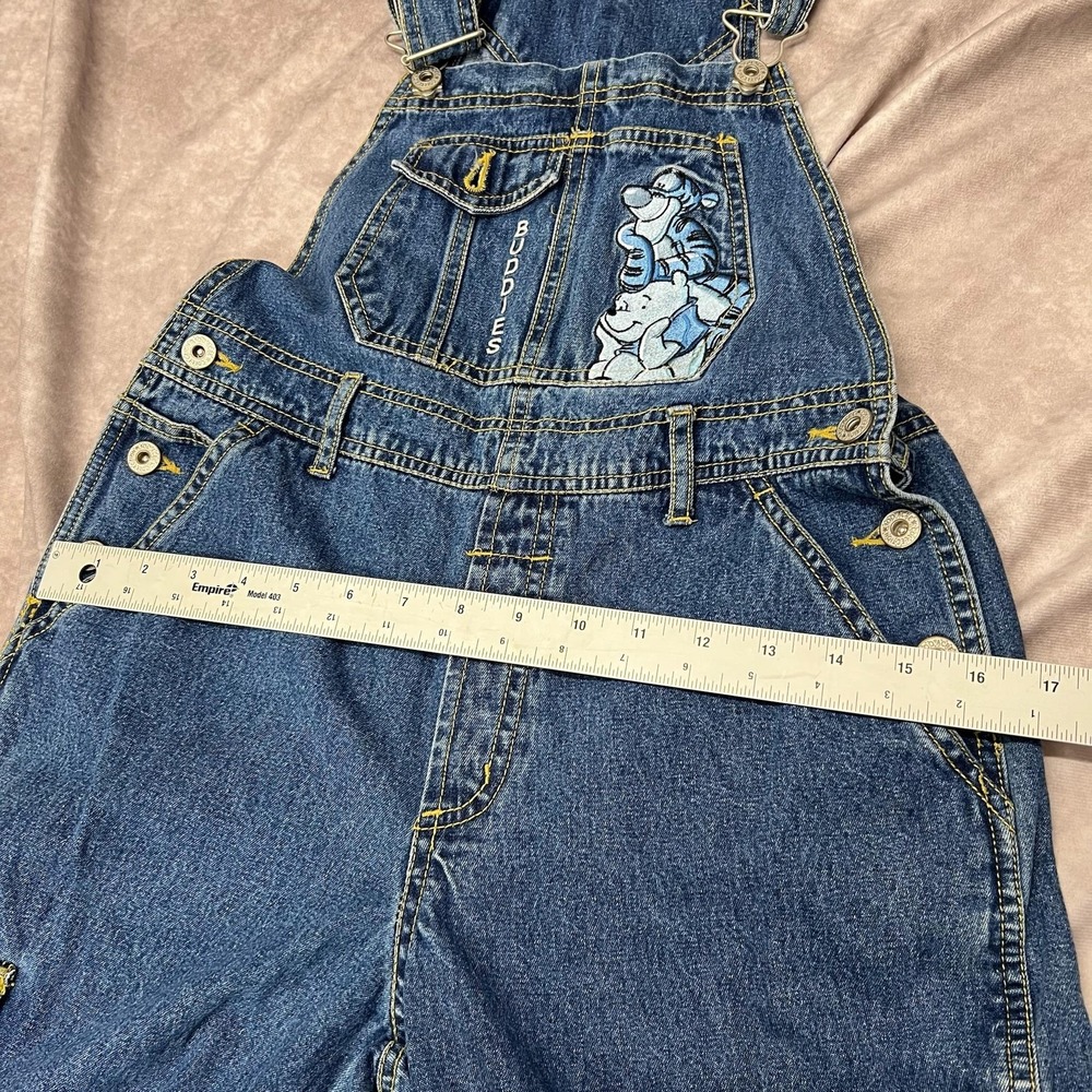 Vintage Disney Pooh Overalls Youth 10 Tigger Cargo Pants Denim 90s - Picture 6 of 8